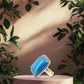 Sterling Silver Pave Diamond & Blue Druzy Statement Ring
