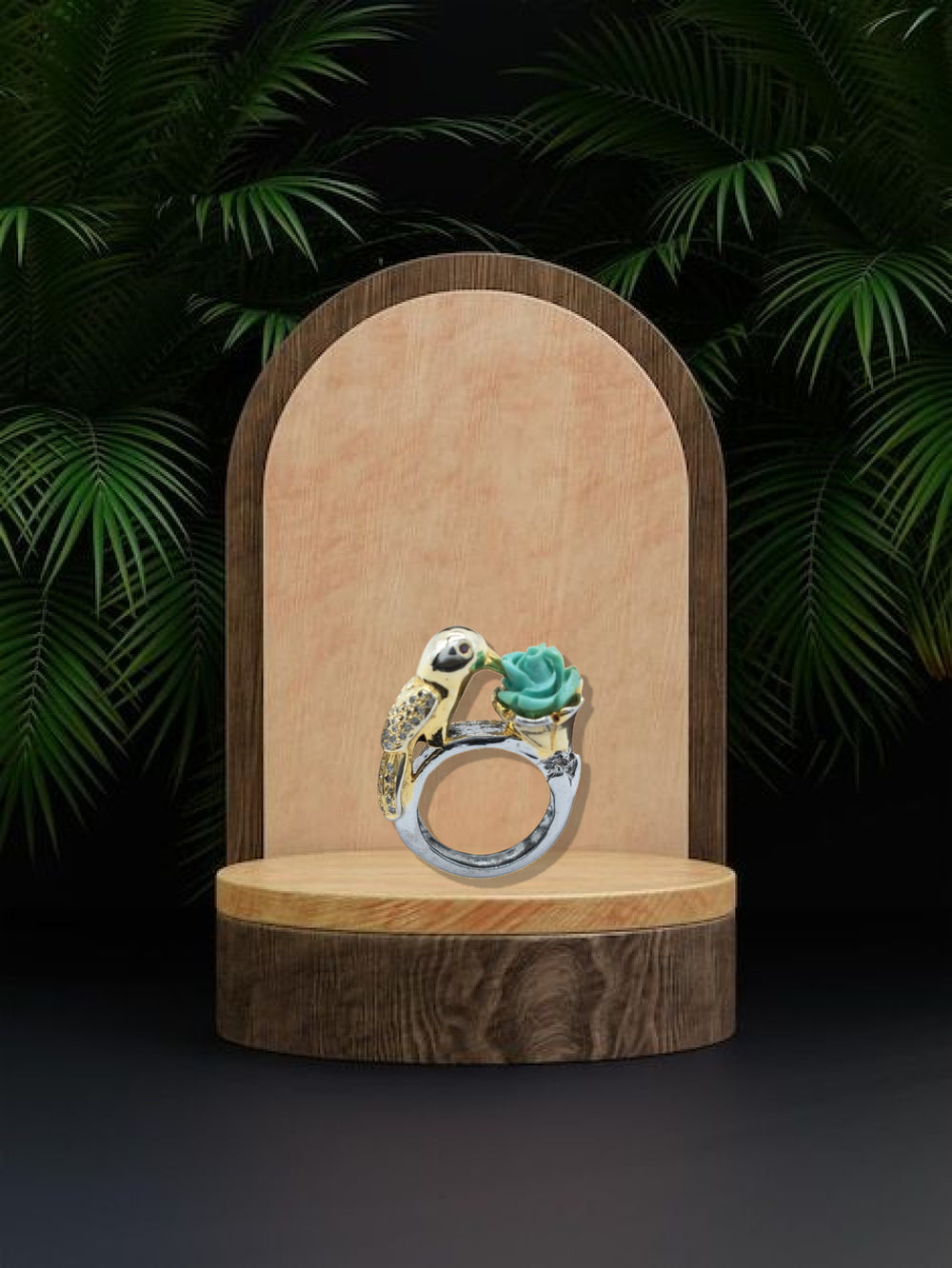 Bird with flower ring