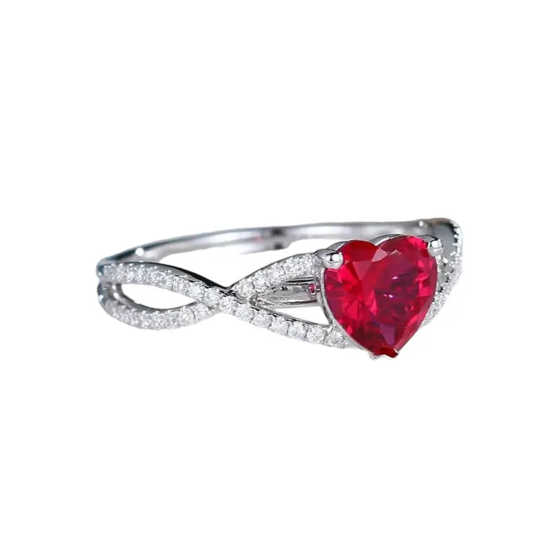 Lab Made Ruby Moissanite Ring