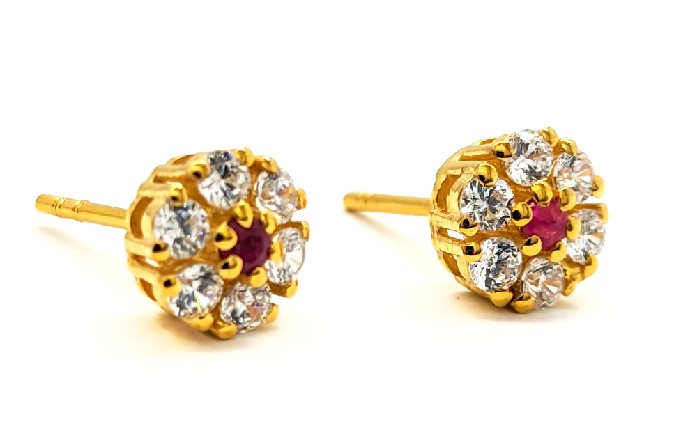 Sapphire & Moissanite Stud Earrings