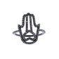 Sterling Silver Pave Diamond Hamsa Hand Ring