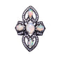 Sterling Silver Diamond Ethiopian Opal & Tanzanite Five Stone Ring with Moonstone