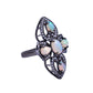 Sterling Silver Diamond Ethiopian Opal & Tanzanite Five Stone Ring with Moonstone