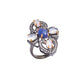 Sterling Silver Diamond Ethiopian Opal & Tanzanite Five Stone Ring with Moonstone