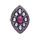 Sterling Silver Uncut Polki Diamond Ruby Ring