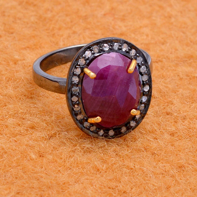 Pave Diamond Ruby  Ring