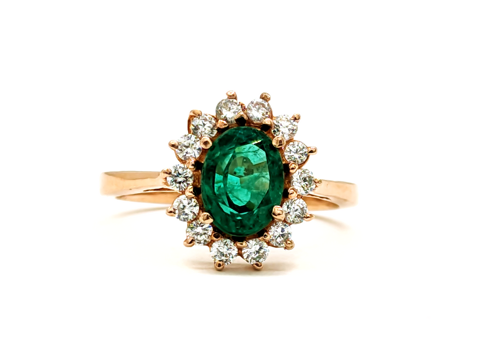 Lab Made Emerald Moissanite Ring