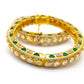 Moissanite Polki Emerald Bangle Set