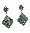 Sterling Silver Emerald Diamond Drop Earrings