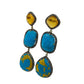 Sterling Silver Lab Made Citrine, Turquoise, Blue Agate Earrings