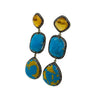 Sterling Silver Lab Made Citrine, Turquoise, Blue Agate Earrings