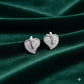 Silver Heart Stud Earrings with Sparkling Stones