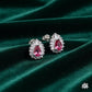 Elegant Silver Earrings with Red Stone Center