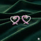 Dainty Heart Earrings with Pink Crystal Accents